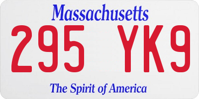 MA license plate 295YK9