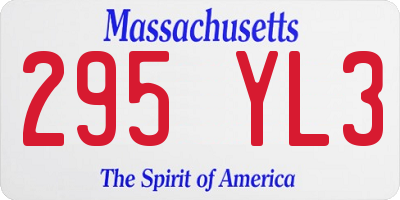 MA license plate 295YL3