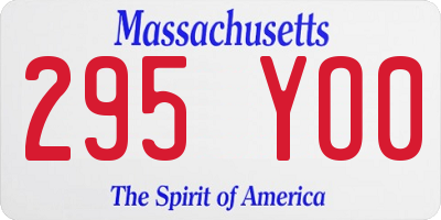 MA license plate 295YO0