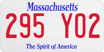 MA license plate 295YO2