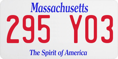 MA license plate 295YO3