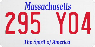 MA license plate 295YO4