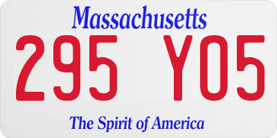 MA license plate 295YO5