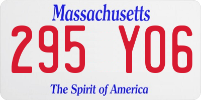 MA license plate 295YO6