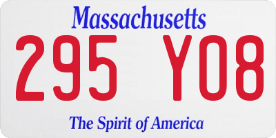 MA license plate 295YO8