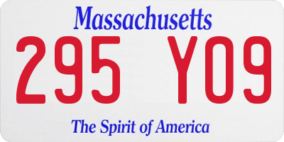 MA license plate 295YO9