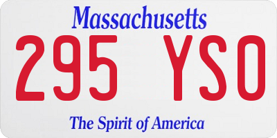 MA license plate 295YS0
