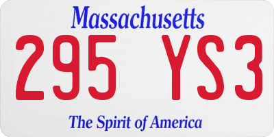 MA license plate 295YS3