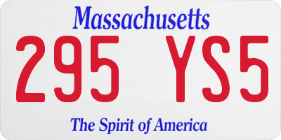 MA license plate 295YS5