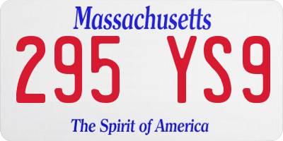 MA license plate 295YS9