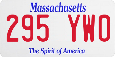 MA license plate 295YW0