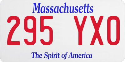 MA license plate 295YX0