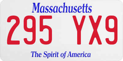 MA license plate 295YX9