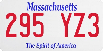 MA license plate 295YZ3