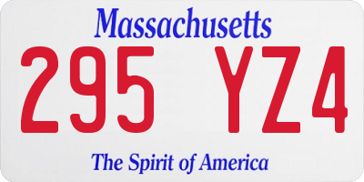 MA license plate 295YZ4