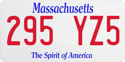 MA license plate 295YZ5