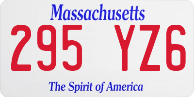 MA license plate 295YZ6