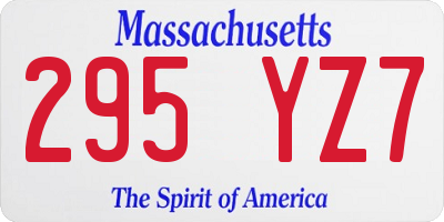 MA license plate 295YZ7