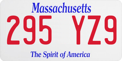 MA license plate 295YZ9