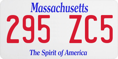 MA license plate 295ZC5