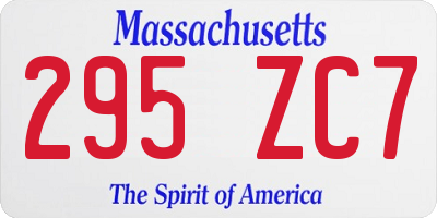 MA license plate 295ZC7