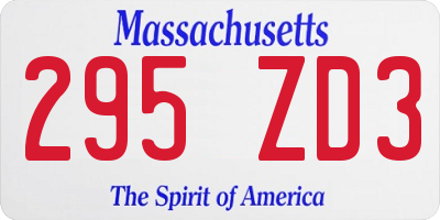 MA license plate 295ZD3