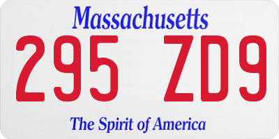 MA license plate 295ZD9