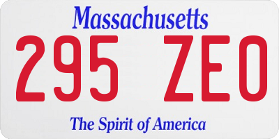 MA license plate 295ZE0