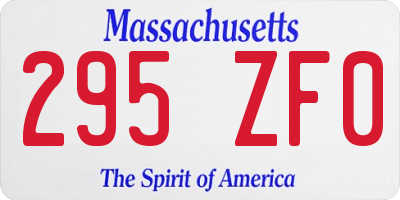 MA license plate 295ZF0