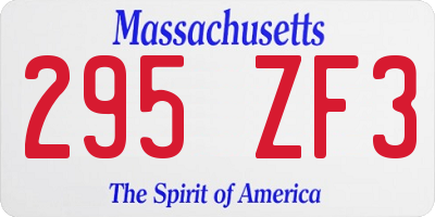 MA license plate 295ZF3
