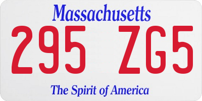 MA license plate 295ZG5