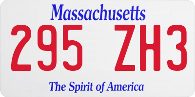 MA license plate 295ZH3