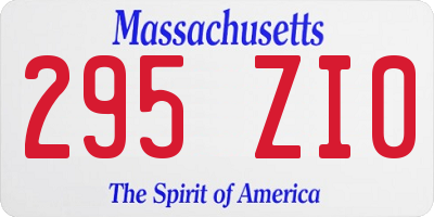 MA license plate 295ZI0