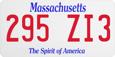 MA license plate 295ZI3