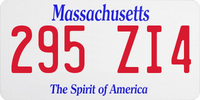 MA license plate 295ZI4
