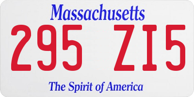 MA license plate 295ZI5