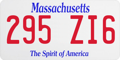 MA license plate 295ZI6