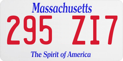 MA license plate 295ZI7