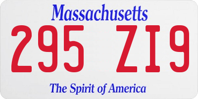 MA license plate 295ZI9