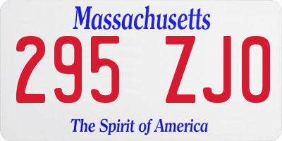 MA license plate 295ZJ0