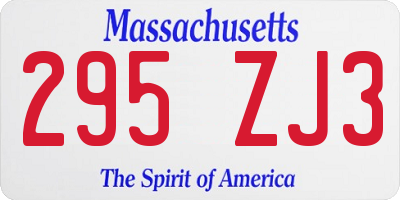 MA license plate 295ZJ3