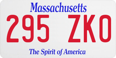 MA license plate 295ZK0