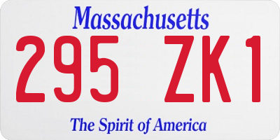 MA license plate 295ZK1