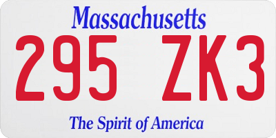 MA license plate 295ZK3