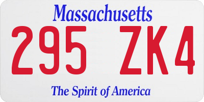 MA license plate 295ZK4