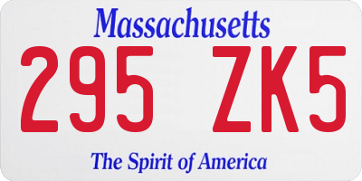 MA license plate 295ZK5