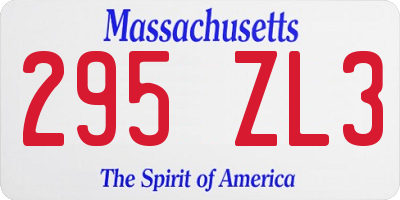 MA license plate 295ZL3