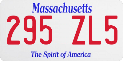 MA license plate 295ZL5