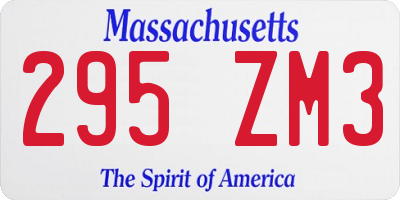 MA license plate 295ZM3