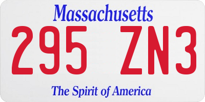 MA license plate 295ZN3